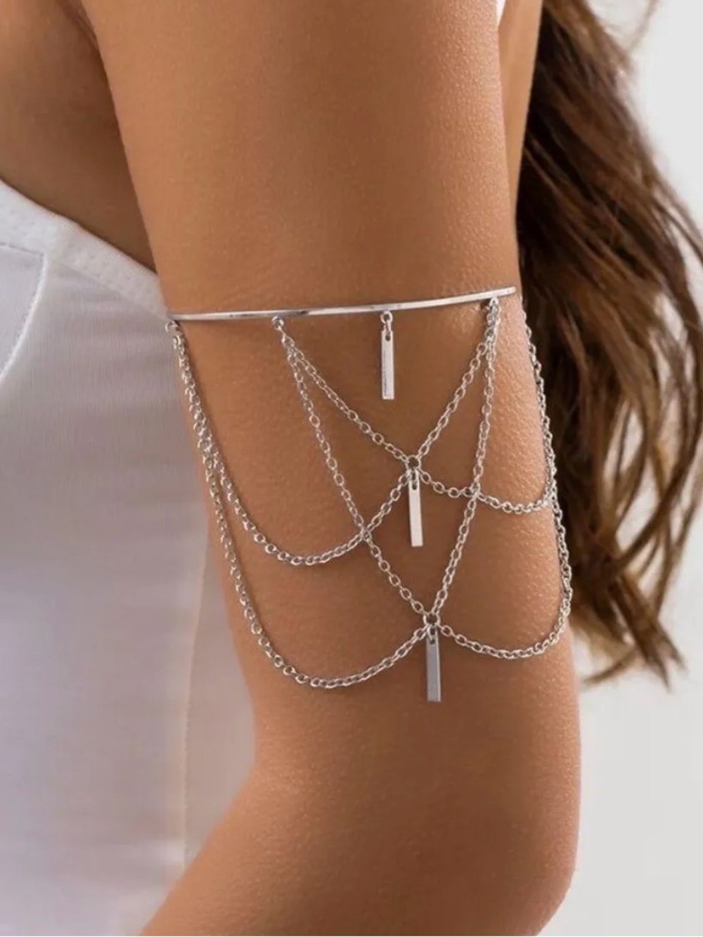Silver Multi-Chain Arm Cuff Bracelet